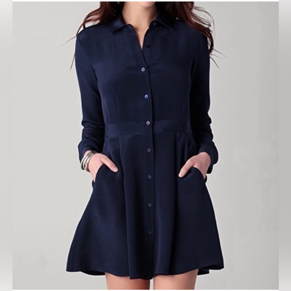 Theory Navy Blue Button-Down Dress